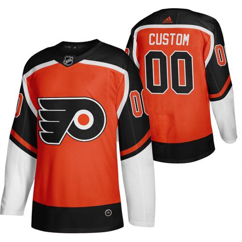 Men Philadelphia Flyers 00 Custom Orange NHL 2021 Reverse Retro jersey